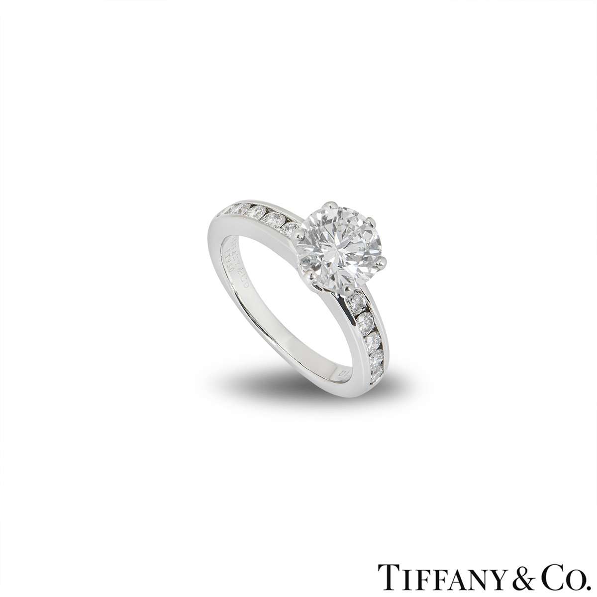 Tiffany & Co. Platinum Round Brilliant Cut Diamond Ring 1.28ct G/VVS2